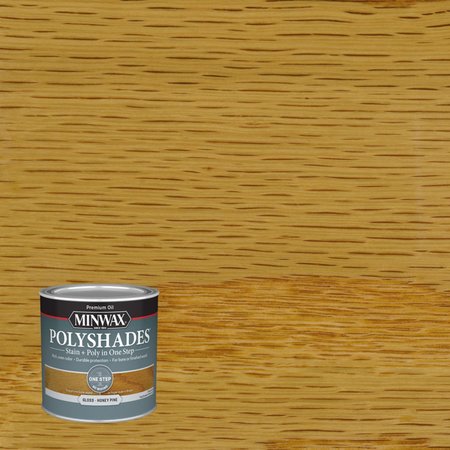 POLYSHADES Minwax  Semi-Transparent Gloss Honey Pine Oil-Based Polyurethane Stain and Polyurethane Fi 214104444